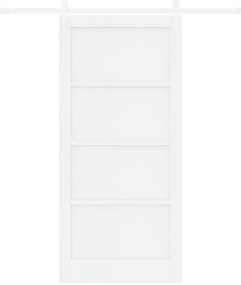 vidaXL Συρόμενη Πόρτα  με Σετ Υλικών Λευκό 93x202 εκ Συμπαγούς Ξύλου Πεύκου