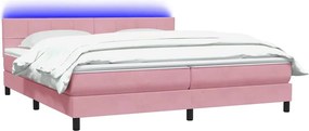 vidaXL Κρεβάτι Boxspring με Στρώμα &amp; LED Ροζ 180x210 εκ. Βελούδινο