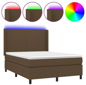 ΚΡΕΒΑΤΙ BOXSPRING ΜΕ ΣΤΡΩΜΑ &amp; LED ΣΚ.ΚΑΦΕ 140X200 ΕΚ ΥΦΑΣΜΑΤΙΝΟ 3138160