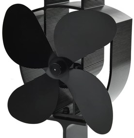 vidaXL Αερόθερμο Σόμπας Μαύρο με 4 Πτερύγια