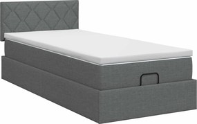 vidaXL Κρεβάτι Ottoman με στρώμα Σκούρο Γκρι 90 x 200 cm Ύφασμα
