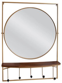 Καθρέπτης Τοίχου Με Κρεμάστρα ELROS Χρυσό Μέταλλο/Γυαλί 63x12x87.5cm