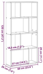 Βιβλιοθήκη Γκρι Sonoma 60x20x120 εκ. από Επεξεργ. Ξύλο - Γκρι