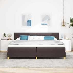vidaXL LED Κρεβάτι με βάθρο Σκούρο Καφέ 200 x 200 cm ύφασμα