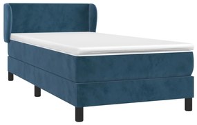 vidaXL Κρεβάτι Boxspring με Στρώμα Σκούρο Μπλε 100x200 εκ. Βελούδινο