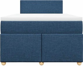 vidaXL Κρεβάτι Boxspring με Στρώμα Μπλε 120x190 εκ. Υφασμάτινο