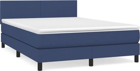 vidaXL Κρεβάτι Boxspring με Στρώμα Μπλε 140x190 εκ. Υφασμάτινο