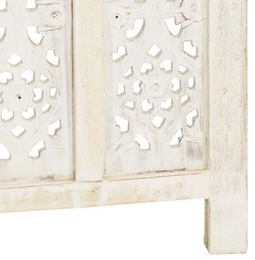 vidaXL Παραβάν Σκαλιστό στο Χέρι 4 Πάνελ Λευκό 160x165 εκ. Ξύλο Μάνγκο