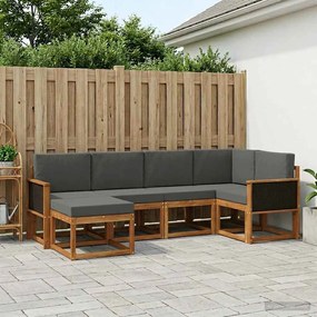 vidaXL Σειρά Καναπέ Εξωτερικού 6 pcs Φυσικό και Ανθρακί