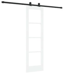 vidaXL Συρόμενη Πόρτα Λευκό 61 x 198.5 εκ. Ξύλο και μέταλλο