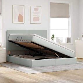 vidaXL Κρεβάτι με αποθηκευτικό χώρο και LED Ανοιχτό γκρι 160 x 200 cm