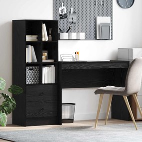 vidaXL Γραφείο με συρτάρι με ράφι με αποθήκευση 2 pcs Μαύρη Οξυά