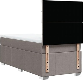 vidaXL Κρεβάτι Boxspring με Στρώμα Taupe 100 x 200 εκ. Υφασμάτινο