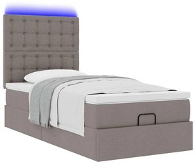 Οθωμανικό κρεβάτι με στρώμα &amp; LEDs Taupe 90x200 cm ύφασμα - Μπεζ-Γκρι