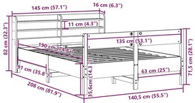 Σκελετός Κρεβ. Χωρίς Στρώμα Καφέ Κεριού 135x190 εκ Μασίφ Πεύκο - Καφέ