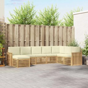 vidaXL Σειρά Καναπέ Εξωτερικού 8 pcs Λευκό και Κρεμ