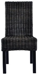 vidaXL Καρέκλες Τραπεζαρίας 6 τεμ. Μαύρες Ρατάν Kubu και Ξύλο Μάνγκο