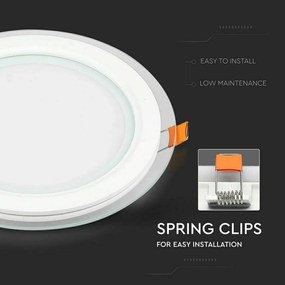 LED Πάνελ mini V-TAC 18W στρογγυλό Γυαλί Φώς Ημέρας