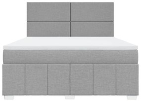 Κρεβάτι Boxspring με Στρώμα Ανοιχτό Γκρι 180x200 εκ. Υφασμάτινο - Γκρι