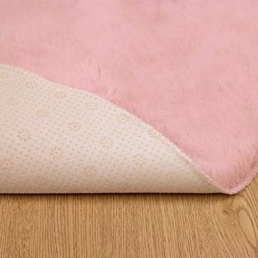 vidaXL Χαλιά Ψεύτικου Κουνελιού Olite Ροζ Ø 200 εκ. Πολυεστέρας