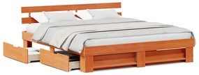 vidaXL Σκελετός Κρεβατιού Καφέ κεριού 180 x 200 cm Μασίφ ξύλο πεύκου