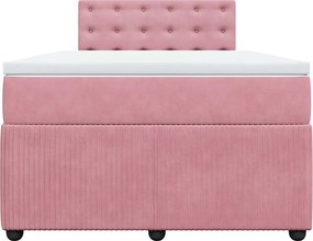 vidaXL Κρεβάτι Boxspring με Στρώμα Ροζ 120x190 εκ. Βελούδινο