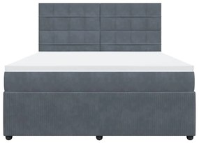 vidaXL Κρεβάτι Boxspring με Στρώμα Σκούρο Γκρι 180x200 εκ. Βελούδινο