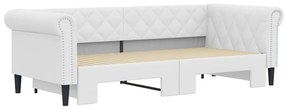 vidaXL Καναπές Κρεβάτι Συρόμενος Λευκός 90x200 εκ. από Συνθετικό Δέρμα