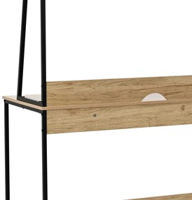 Γραφείο εργασίας Herbey pakoworld με ράφια σε oak απόχρωση με πόδι μαύρο μέταλλο 100x48x139εκ