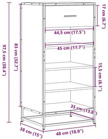 ΡΑΦΙ ΠΑΠΟΥΤΣΙΩΝ  ΓΚΡΙ SONOMA 48X38X97,5 CM ΚΑΤΑΣΚΕΥΑΣΜΕΝΟ ΞΥΛΟ 849212