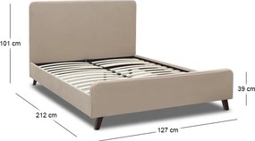 Κρεβάτι Ovelia Megapap υφασμάτινο χρώμα μπεζ 120x200εκ.