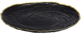 Διακοσμητική Πιατέλα 374-224-254 26x26x2cm Black Γυαλί