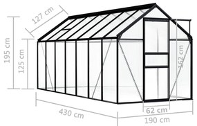 Θερμοκήπιο Ανθρακί 8,17 μ³ Αλουμινίου - Ανθρακί
