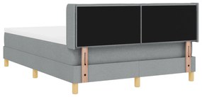 vidaXL Κρεβάτι Box Spring με Στρώμα σε Ανοιχτό Γκρι, 160 x 200 εκ., φτιαγμένο από ύφασμα.