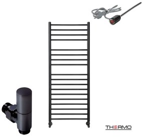 Thermo BELLAVIA Θερμαινόμενη πετσετοκρεμάστρα από ανοξείδωτο χάλυβα με ηλεκτρική λειτουργία, 120x50cm Silk Black