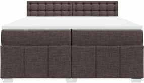 vidaXL Κρεβάτι Boxspring με Στρώμα Σκούρο Καφέ 200x200 εκ. Υφασμάτινο