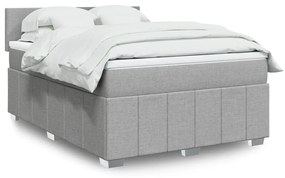 Κρεβάτι Boxspring με Στρώμα Ανοιχτό Γκρι 140x190 εκ. Υφασμάτινο