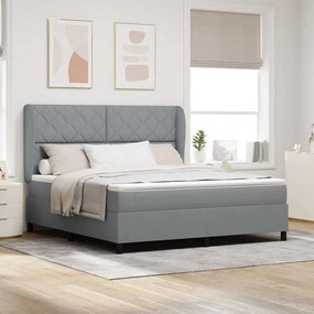Κρεβάτι Box Spring με Στρώμα vidaXL - Ανοιχτό Γκρι, 180x200 εκ., Υφάσμα