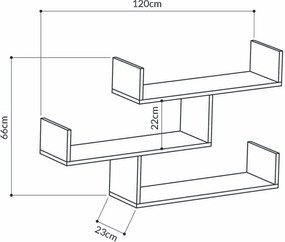 Ράφι Τοίχου Ανθρακί TIBET 120x22x67