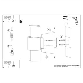 Φωτιστικό τοίχου FLASH 2 λευκό ατσάλι/2xmax 15W LED
