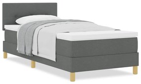 vidaXL Κρεβάτι box spring με στρώμα Σκούρο γκρι 100 x 200 cm ύφασμα