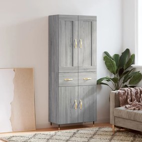vidaXL Ντουλάπι Γκρι Sonoma 69,5 x 34 x 180 εκ. Επεξεργασμένο Ξύλο