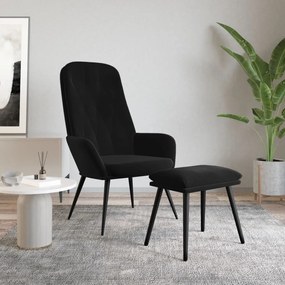 vidaXL Πολυθρόνα Relax με Υποπόδιο Μαύρη Βελούδινη
