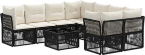 vidaXL Σετ Καναπέ Κήπου 9 τμχ. Μαύρο 55 x 55 x 37 εκ συνθετικό ρατάν