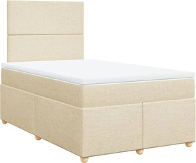 vidaXL Κρεβάτι Boxspring με Στρώμα Κρεμ 120x200 εκ. Υφασμάτινο
