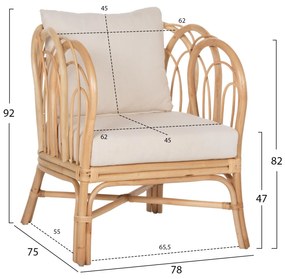 ΠΟΛΥΘΡΟΝΑ ESTOR  RATTAN ΣΕ ΦΥΣΙΚΟ-ΛΕΥΚΟ ΜΑΞΙΛΑΡΙ 78x75x92Υ εκ.