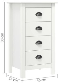 vidaXL Μπουφές Hill Λευκός 46x35x80 εκ. από Μασίφ Ξύλο Πεύκου