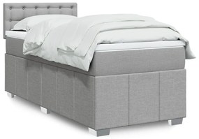 vidaXL Κρεβάτι Boxspring με Στρώμα Ανοιχτό Γκρι 90x200 εκ. Υφασμάτινο