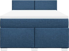 vidaXL Κρεβάτι Boxspring με Στρώμα Μπλε 140x190 εκ. Υφασμάτινο