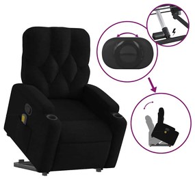 vidaXL Πολυθρόνα Μασάζ Ανακλινόμενη με Ανύψωση Μαύρη Υφασμάτινη